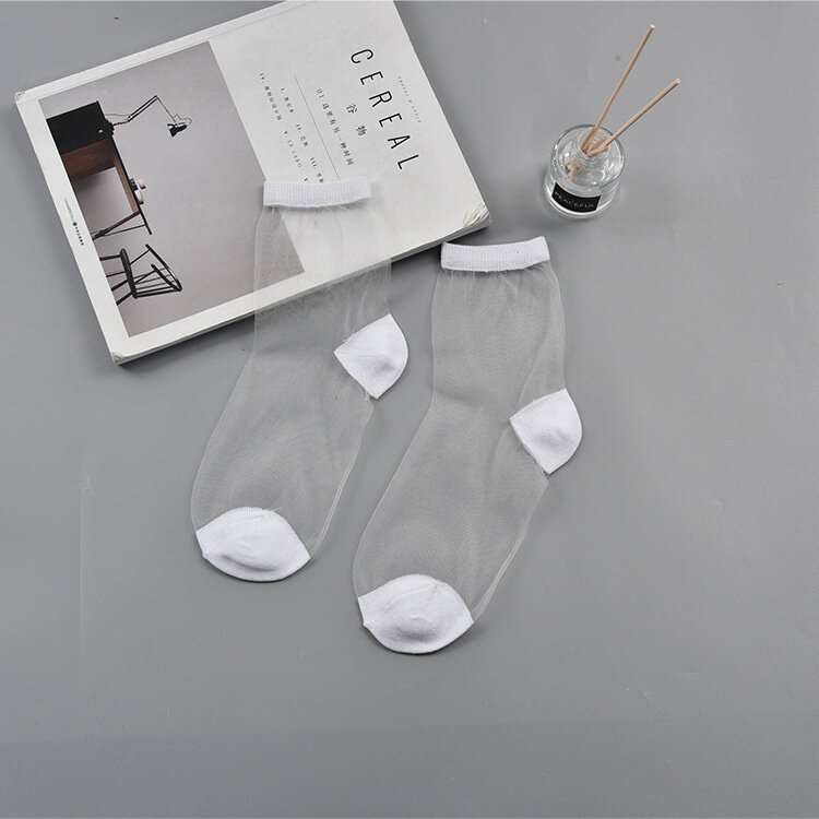 Сексуальные кружевные сетчатые носки, прозрачные эластичные сетчатые носки из смешанного волокна, тонкие женские крутые носки из эластичной ткани до щиколотки, 1 пара = 2 шт. ws403