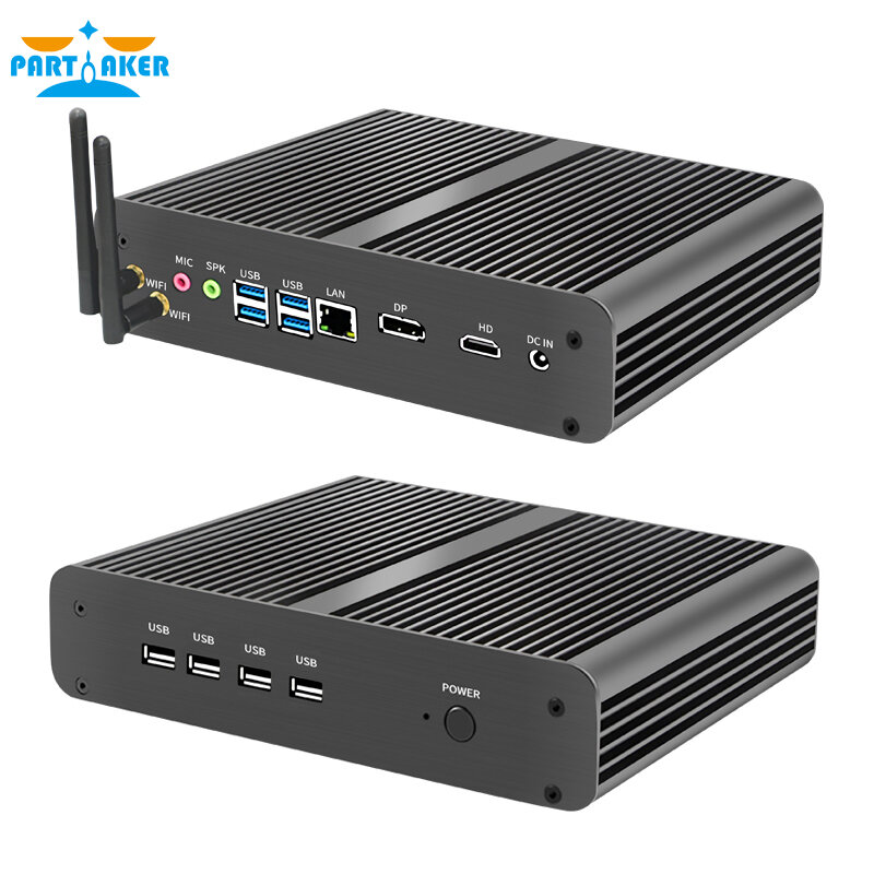 Partaker-Mini PC sin ventilador B8 de 11. ª generación, ordenador para juegos con Intel Core i7 1165G7, M.2 NVMe + Msata + 2,5 '', SATA, HTPC, Nettop, HDMI, DP, PC, WiFi
