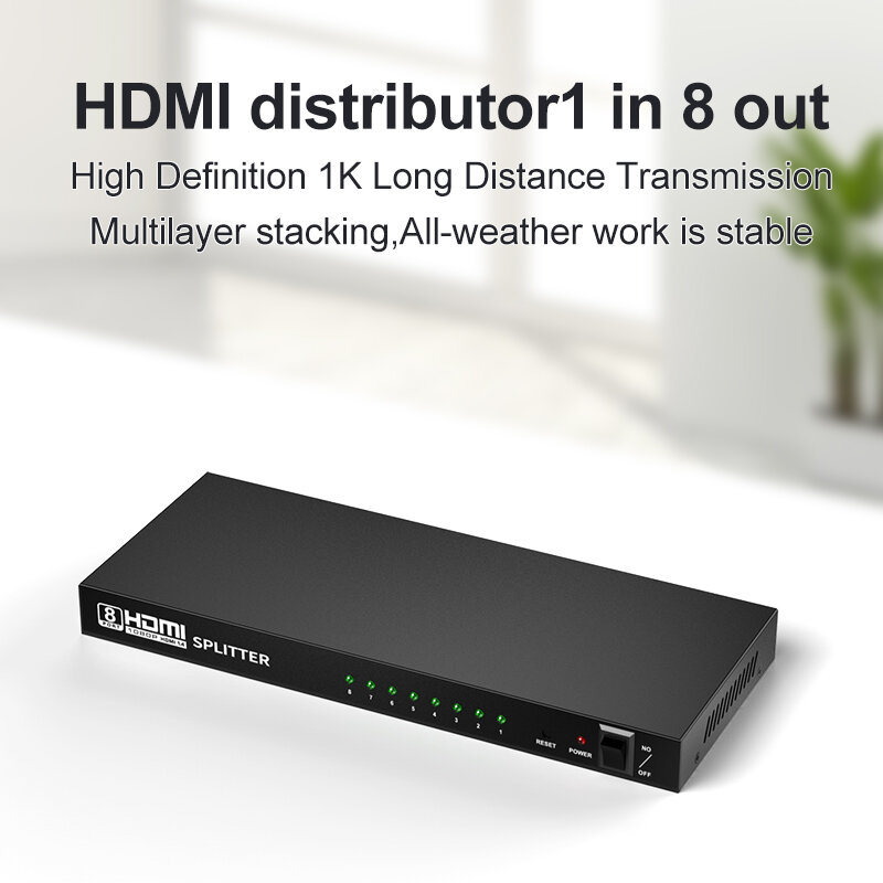 1 na 8 wyjść rozdzielacz kompatybilny z HDMI 4K 3D 1080P 1x8 przełącznik KVM kompatybilny z HDMI dla HDTV DVD PS3 ps4 Xbox