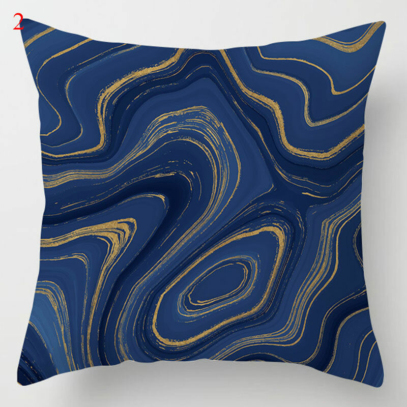 Juste de coussin géométrique en polyester pour canapé, taie d'oreiller décorative, bleu lac, marbre, 45x45cm