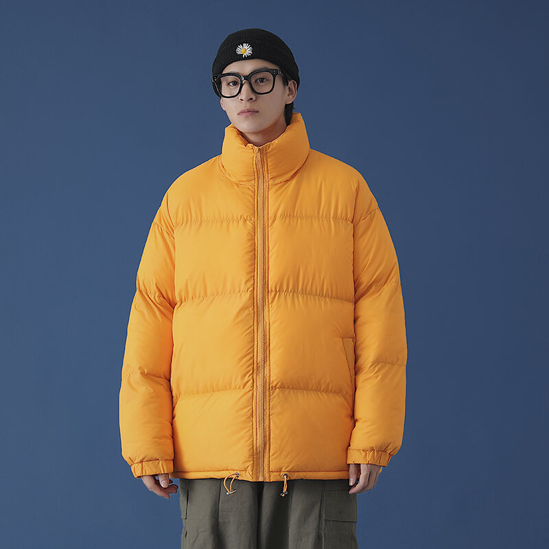 Chaqueta acolchada coreana para hombre, traje grueso de pan para jóvenes y estudiantes, abrigo cálido de invierno de Color puro con cuello alto, novedad de 2022
