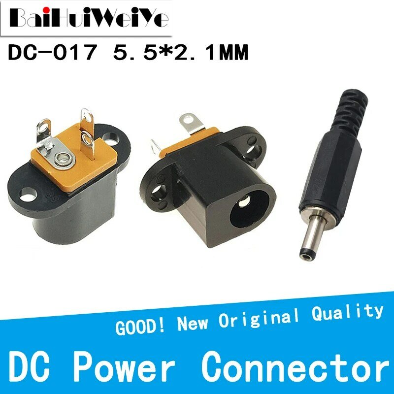 10PCS/Lot 5.5*2.1 MM DC Power Supply Plug Connector DC017 Female Metal Panel Mount Socket Jack DC Connector Terminal Adapter