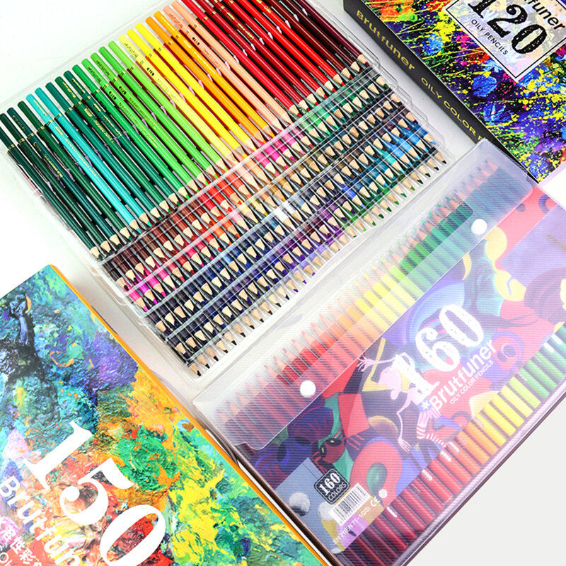 Brutfuner Art – crayons de couleur professionnels 48/72/80/120/150/160/180 couleurs huileux/Aquarelle dessin Aquarelle crayon de couleur