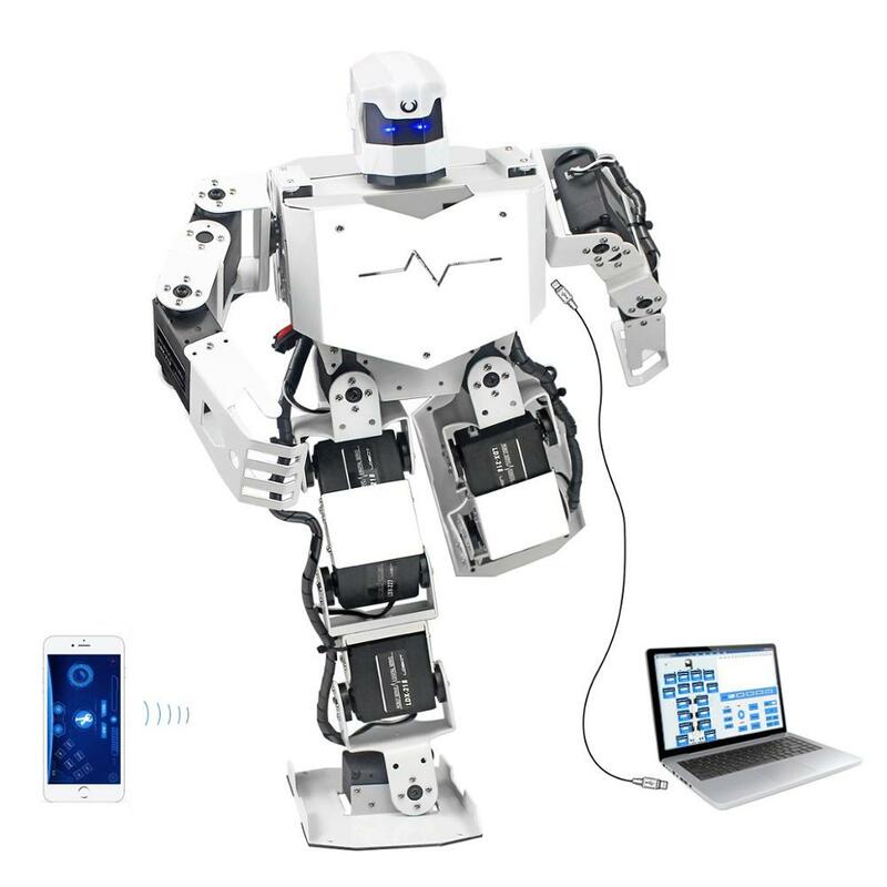 Kit Robot umanoide Biped 16DOF con APP gratuita, modulo MP3, supporto Tutorial Video dettagliato canta Dance (assemblato)