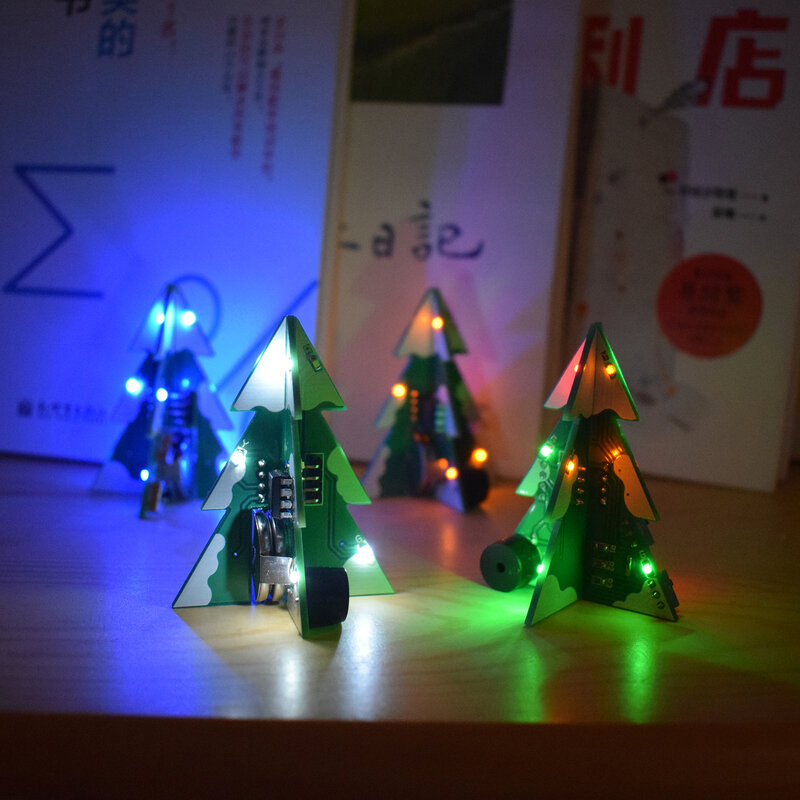 Mini PCB 3D estéreo decoración de árbol de Navidad DIY música SMD componente soldadura Kit electrónico de entrenamiento