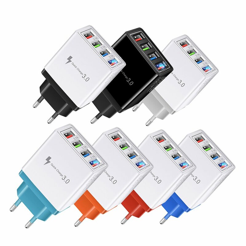 USB 포트 4 개 다채로운 고속 충전기, 여행용 충전 헤드 유도 충전기, 아이폰 12, 삼성, 샤오미 휴대폰용, 3.1A