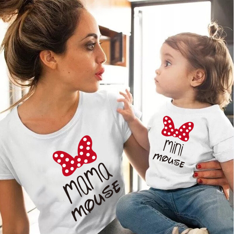 T-shirt en coton assressentipour mère et enfant fille, tenue de famille, look de maman et moi, à la mode