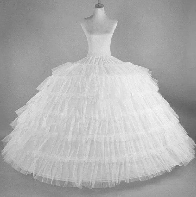 Top Online White 6 Hoops Big Petticoat Slips Tulle Skirts Long Puffy Crinoline Underskirt For Ball Gown Wedding Dress