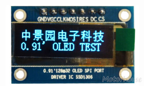 وحدة شاشة OLED LCD قياس 0.91 بوصة SPI series 128x32, شاشة أردوينو 3.3v ~ 5v زرقاء