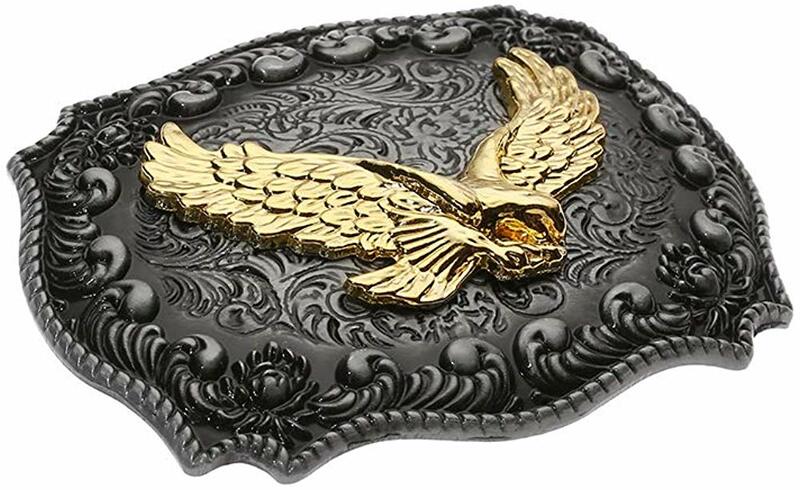 Boucle de ceinture rectangulaire en forme d'aigle doré pour homme, boucle de cowboy occidental sans ceinture, alliage personnalisé largeur 4cm