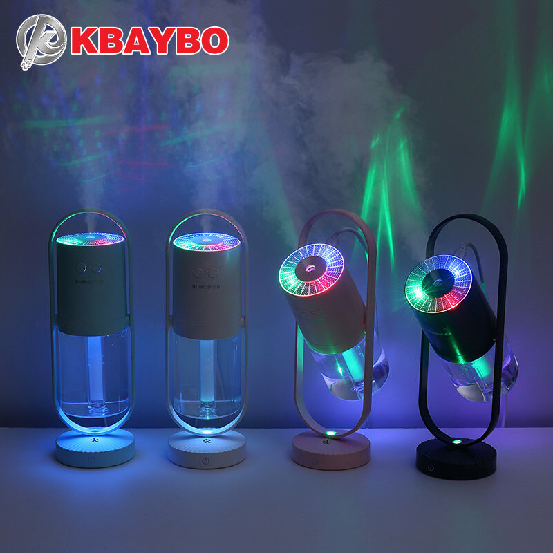KBAYBO 200ML électrique ultrasons humidificateur d'air USB prise aromathérapie huile essentielle purificateur avec 7 couleurs LED lumières