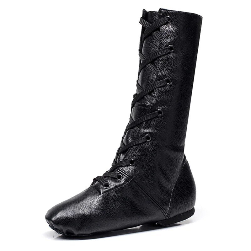 Hot Sale Boys Girls Women Men Full Size Black Gold Silver PU Leather Dance Shoes High Jazz Boots