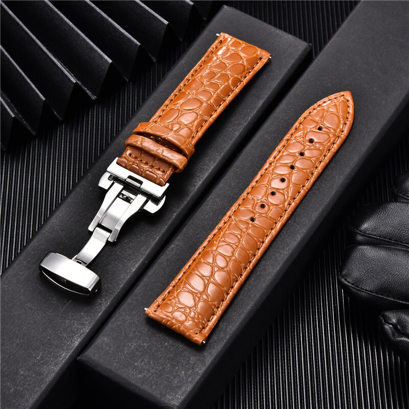 Cinturini in pelle di Design di lusso con motivo a coccodrillo con cinturino automatico da uomo con fibbia 18mm 20mm 22mm 24mm cinturini per orologi