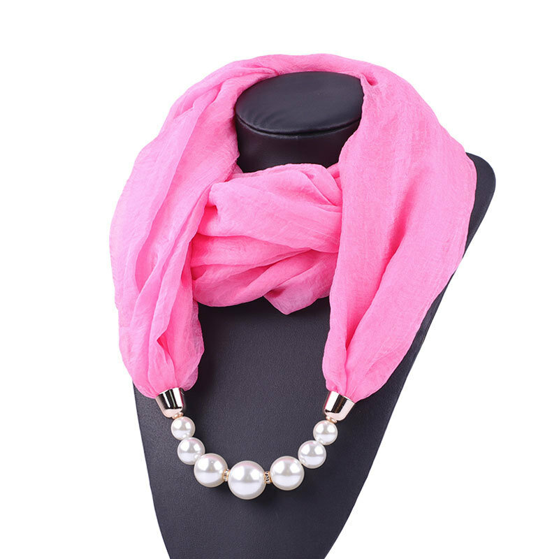 Effen Kleur Zachte Chiffon Ketting Hanger Ring Sjaal Hijab Multi-Stijl Decoratieve Mode Sjaal Tulband Haar Accessorie Groothandel