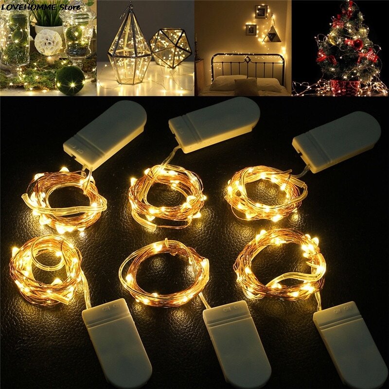 Battery 1M 2M 3M 5M LED String Lights Fairy Lights For Home Christmas New Year Party Wedding Decoration Photo Clip Holder Light