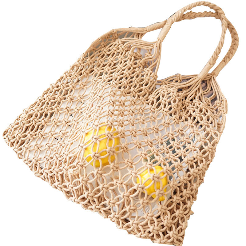 Bolsas femininas nova moda rede de pesca artesanal tecido saco para o sexo feminino 2020 palha férias lazer praia saco das senhoras ombro