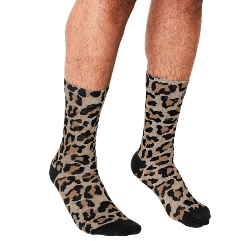 Calcetines con estampado de leopardo y guepardo para hombre, medias con estampado harajuku, hip hop, informales, para monopatín, novedad, 2021