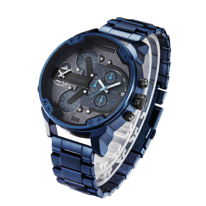 Legal preto relógio de aço inoxidável dos homens da forma quartzo relógios masculinos marca de luxo relogio cagarny masculino do exército militar relógio masculino
