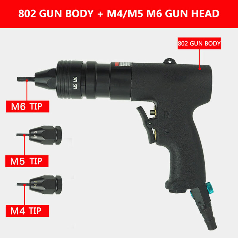 Pistola remachadora neumática ciega, remachadora de aire profesional Pop, herramienta remachadora neumática M4, M5, M8, M10, M12