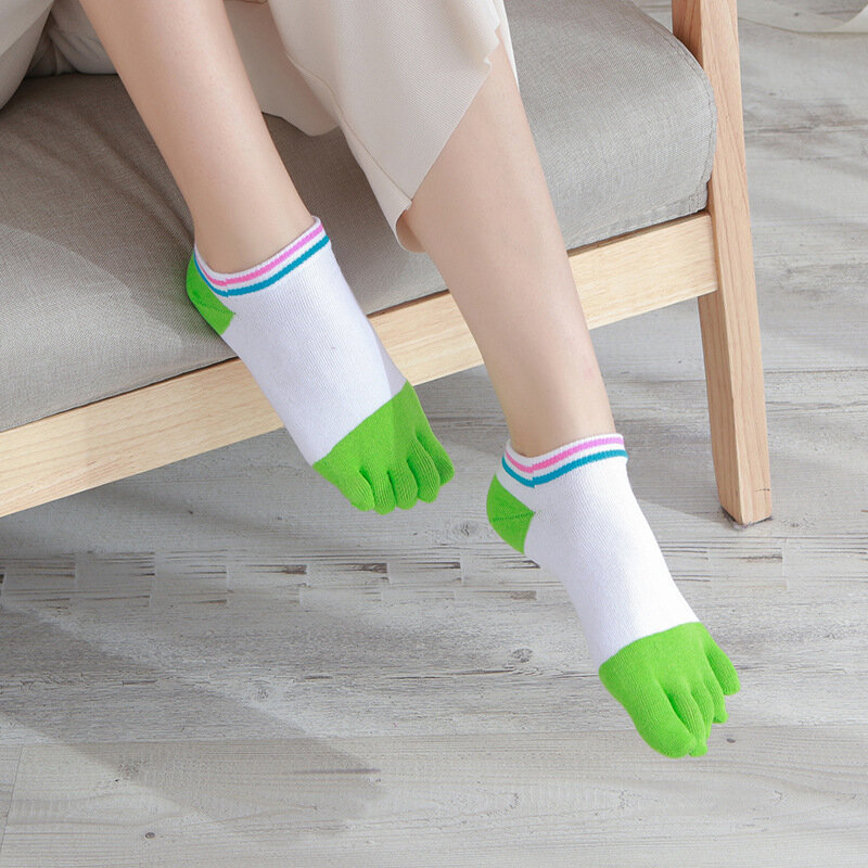 Calcetines de algodón con volantes de cinco dedos para mujer, medias cortas con 5 dedos, desodorantes, nuevos