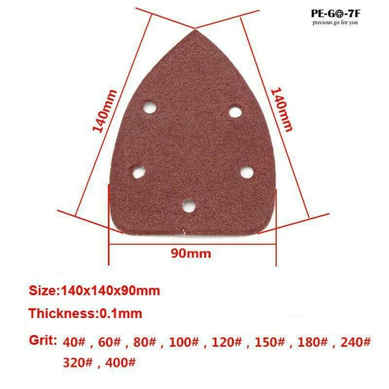 10個140*90ミリメートル5穴サンドペーパー三角形砂ディスクパッド電源研磨ツールサンディングシーツ2020新到着