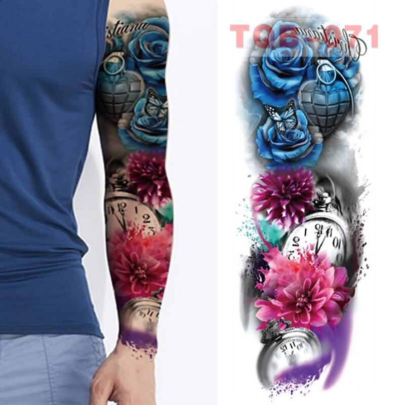Grande braço mangas leão tigre à prova dwaterproof água tatuagem temporária etiqueta homem mulher cor falsa totem tatuagem adesivos arte do corpo perna braço