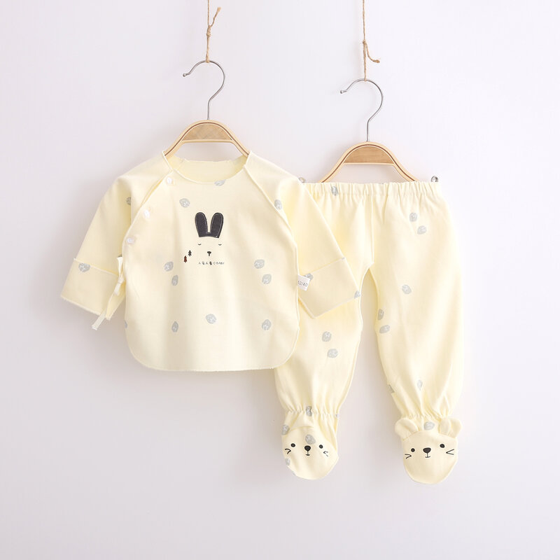 Conjunto de ropa interior de algodón puro para bebé recién nacido, cubierta de pie, luna llena, servicio de monje, cuatro estaciones