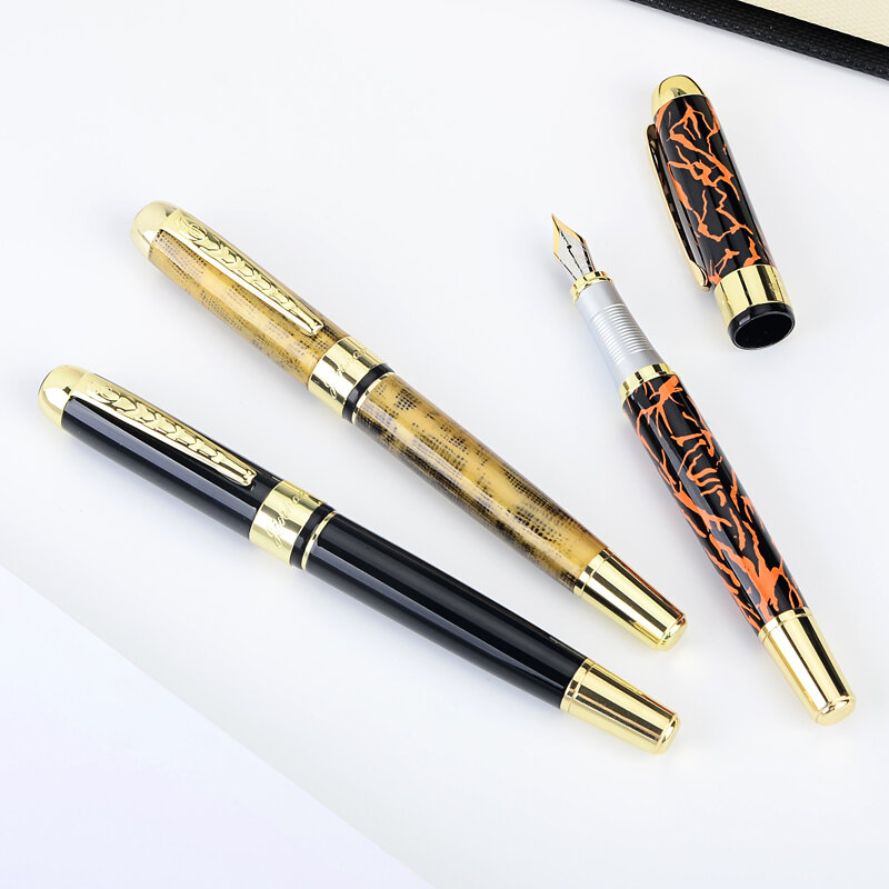 ステンレス製万年筆,高級ブランド,高貴,ゴールドとシルバー,学校やオフィス用の筆記用具