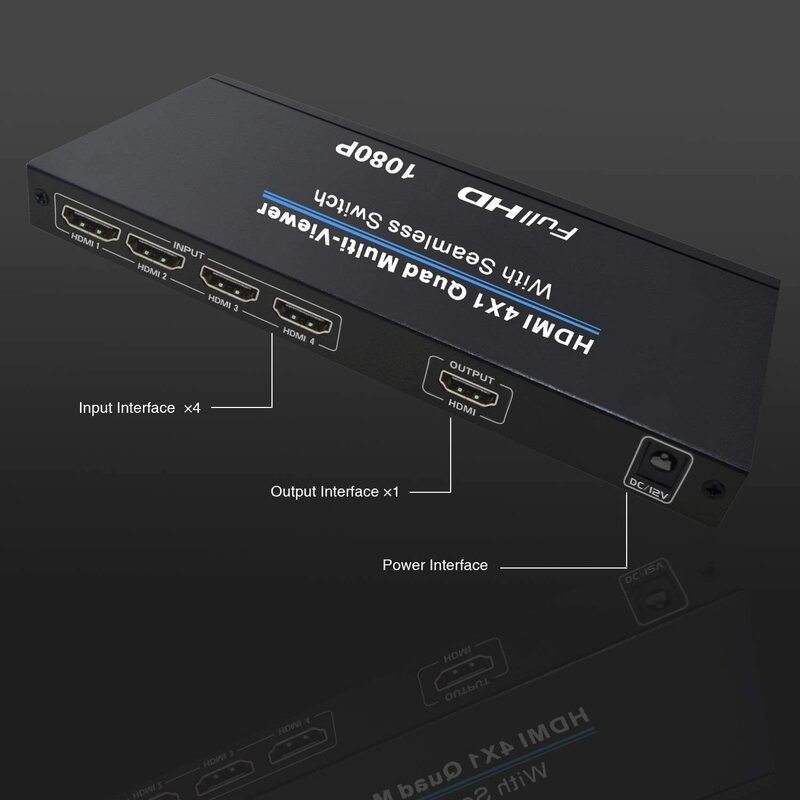 HDMI Swithcer 4X1 HDMI Quad Multi-Viewer HDMI Switcher 1080P HDMI Splitter Mulus IR Kontrol 3D Dukungan untuk PS3/PC/STB/DVD