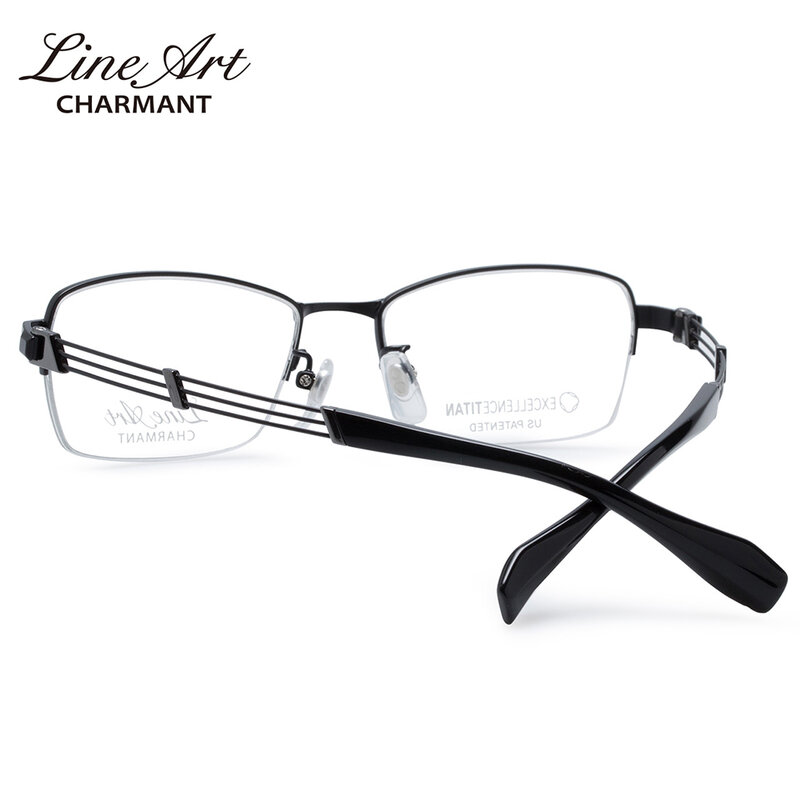 Marco de gafas Charmant de titanio puro para hombre, gafas ópticas cuadradas formales de titanio para hombre XL1432, hechas en Japón