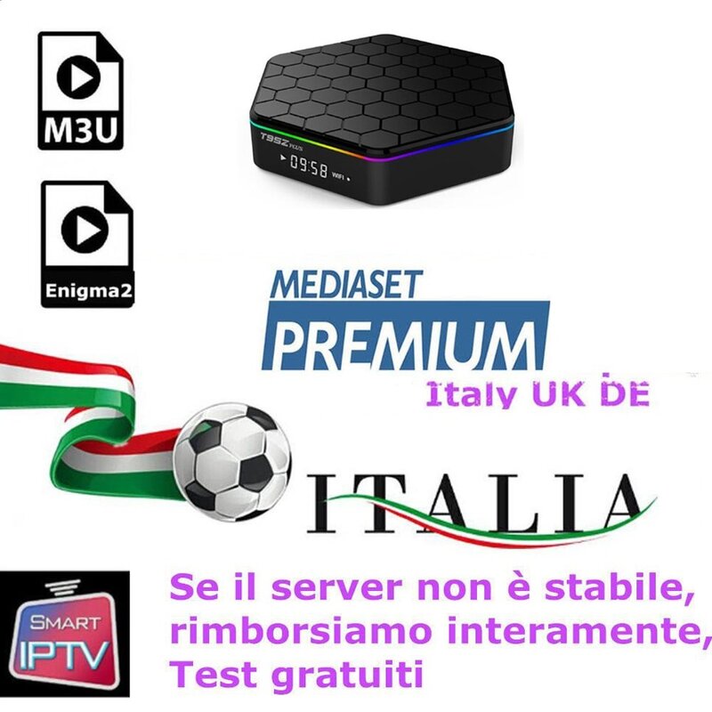 IP M3U Subscription For TV Italy UK Germany French Belgium Mediaset Premium For M3u Enigma2 Smart TV PC Android