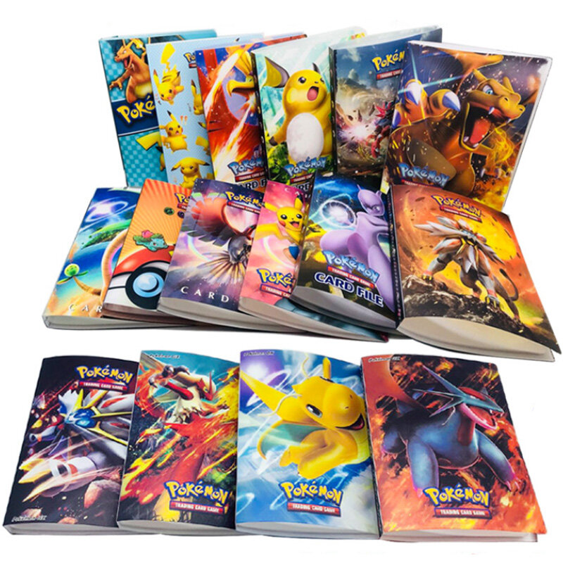 240 peças cartas colecionáveis de personagens desenhos animados, cartas para jogos de caderno, fichário pokémon, álbum brinquedos infantis, presente