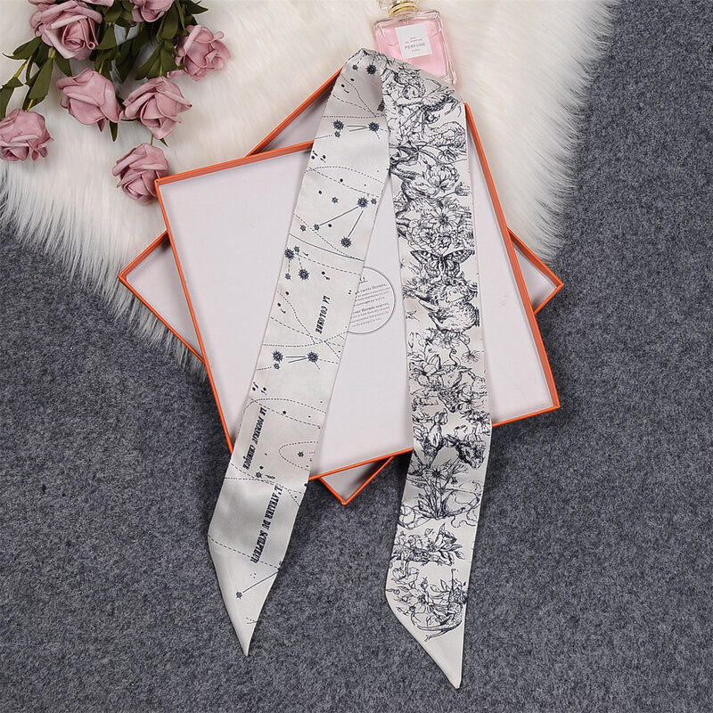 Bufanda de sarga 100% de seda de constelación de Tarot para mujer, pañuelo de marca para bolso, bandana de diseño, pañuelo para la muñeca, Foulard