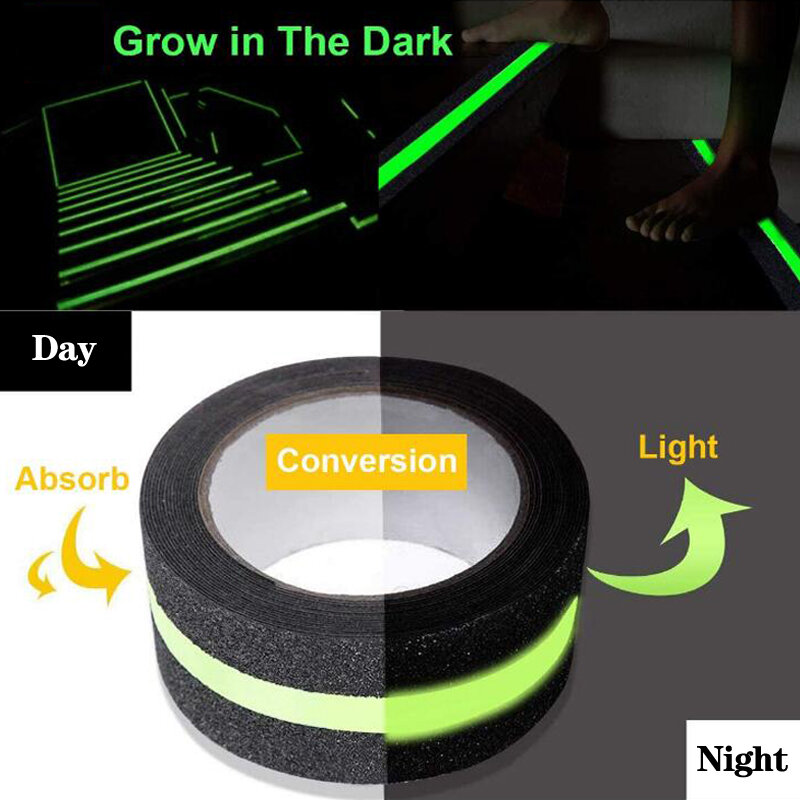 Luminosa Noite Fluorescente Auto-adesivo Brilho Na Fita Adesiva Escuro Segurança Home Decoração Fita de Advertência