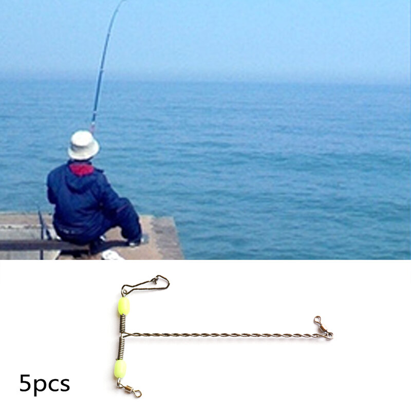 5 uds emerillones de pesca accesorios de conector cuentas luminosas en forma de T giratorio aparejos al aire libre equilibrio del mar acero inoxidable