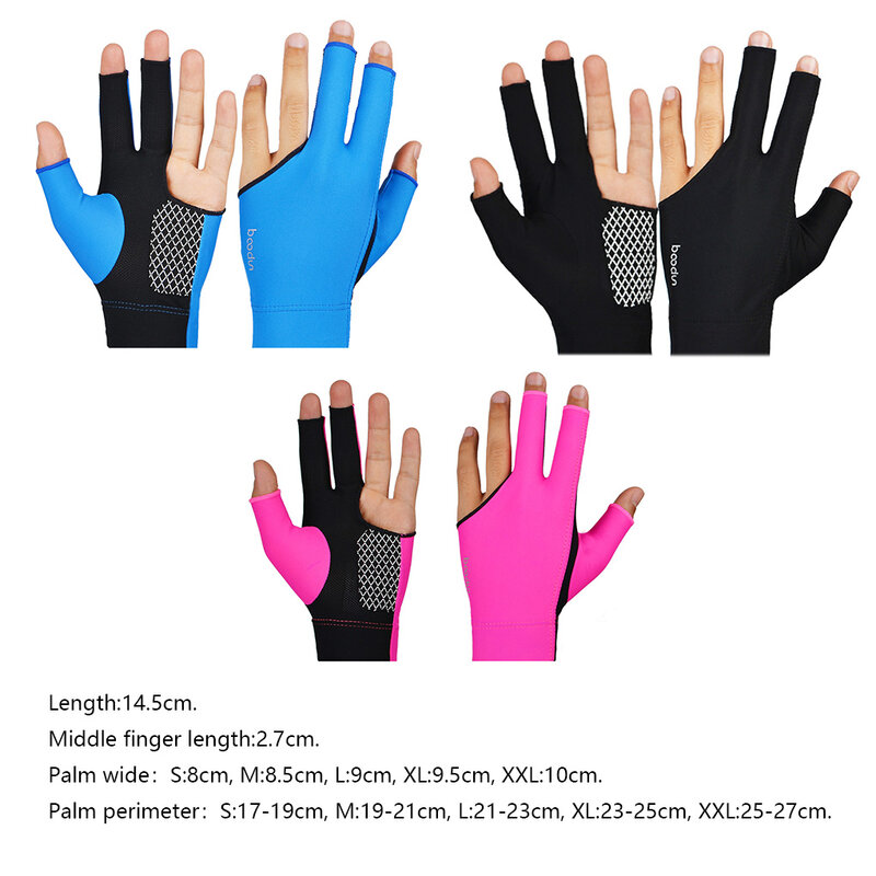 BOODUN-guantes de LICRA antideslizantes para billar, manoplas deportivas transpirables, suaves, antideslizantes, 3 dedos
