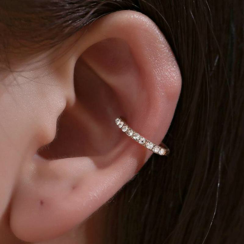 Kolczyki − Boucles d'oreilles en cristal pour femmes, bijoux en zircon, sans perçage, simple, pince à os, style cool, personnalité, pas de trou
