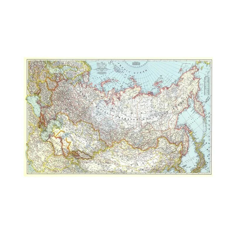 1pc Map of Russia Creative 1944 Russia Map Wall Sticker 90*60cm Vintage Home Decoration Wall Stickers Posters and Prints
