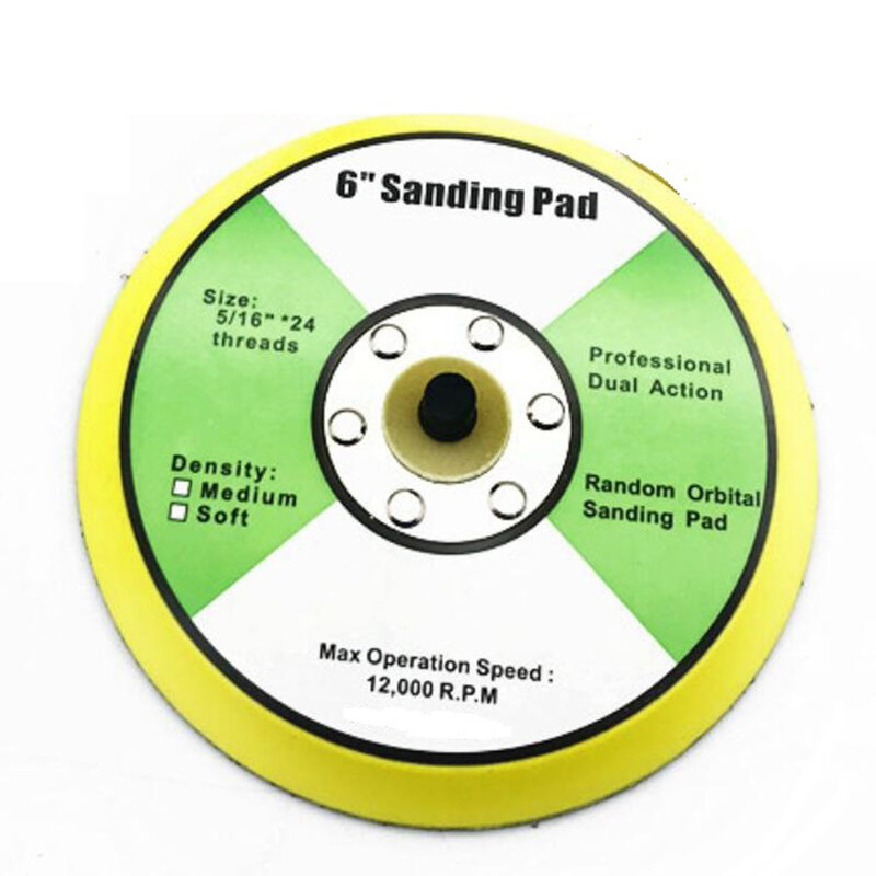 1- 6 Inch Polishing Pad Sanding Disc Hook Loop Backing Pad For Pneumatic Air Sander Electric Grinder Metalworking Orbital Sander