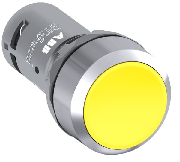 CP2-30Y-11 10010929 1SFA619101R3073 компактная кнопка-поддерживается-желтый-без подсветки-хромированный пластик-1NO + 1NC