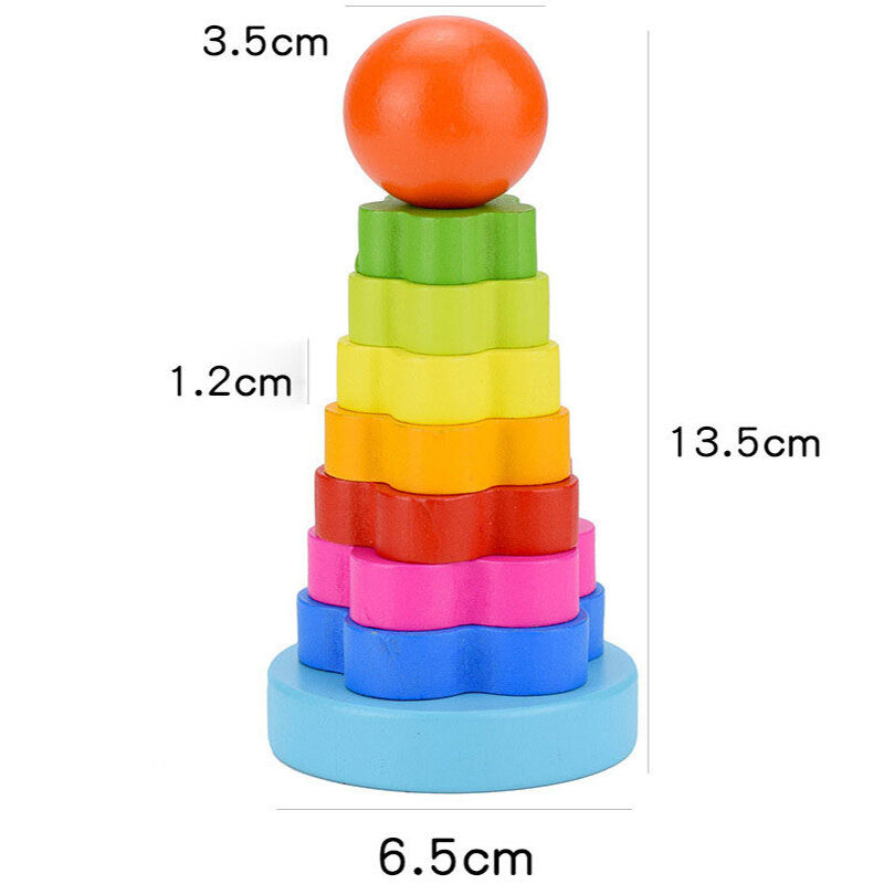 Rainbow Stacking Ring Tower Stacking Folding Cup Stapelring Blocks Wood Plastic Toddler Toy Baby Toys Infant Toys GYH