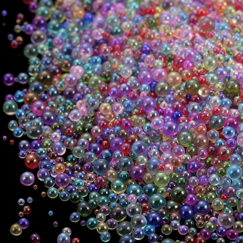 Mini Bolha Bola Beads para DIY Nail Art Decor, Pequeno Grânulo De Vidro, Resina De Enchimento Para Molde De Silicone, Enchimento Epóxi UV, 10g, 20g, 0.4-3mm