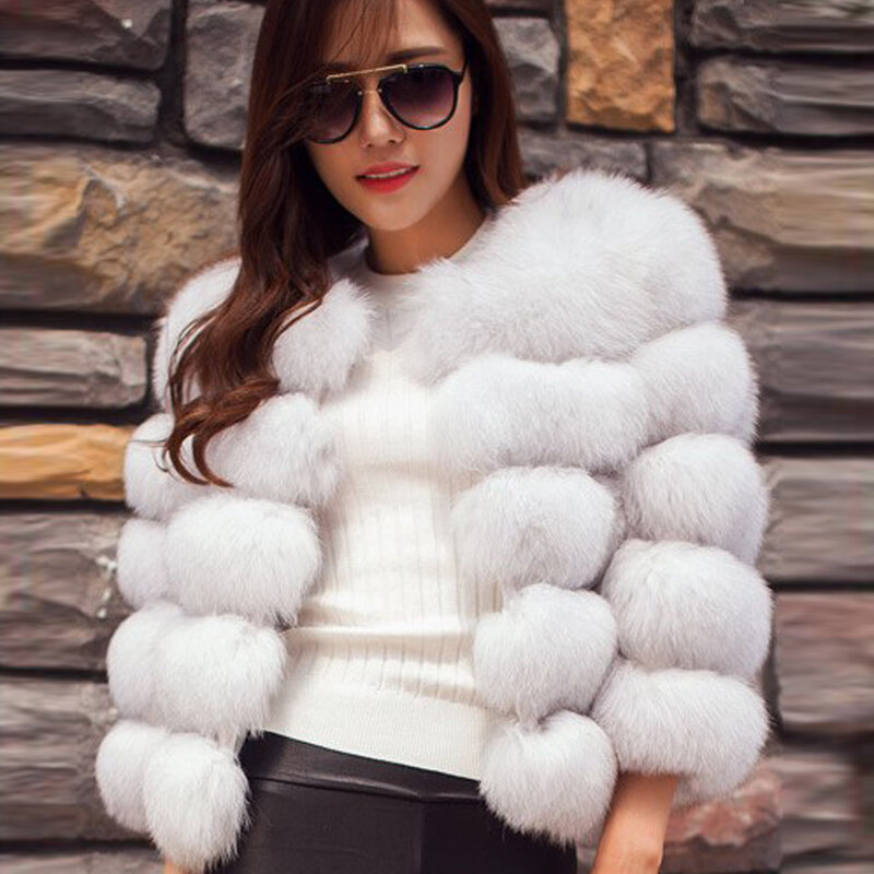 Abrigo de piel de zorro de imitación para mujer, chaqueta de manga larga, abrigo de piel de zorro de imitación, elegante abrigo grueso y cálido, moda de invierno, nuevo Top