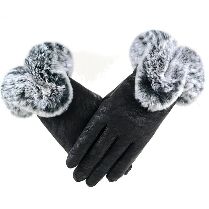 2019 nueva moda guantes de encaje de terciopelo de Invierno para mujer abrigados usando el teléfono para ciclismo guantes para correr