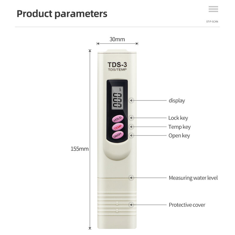 Portátil caneta digital portátil medidor de água filtro medição qualidade da água pureza tester tds medidor 15% de desconto