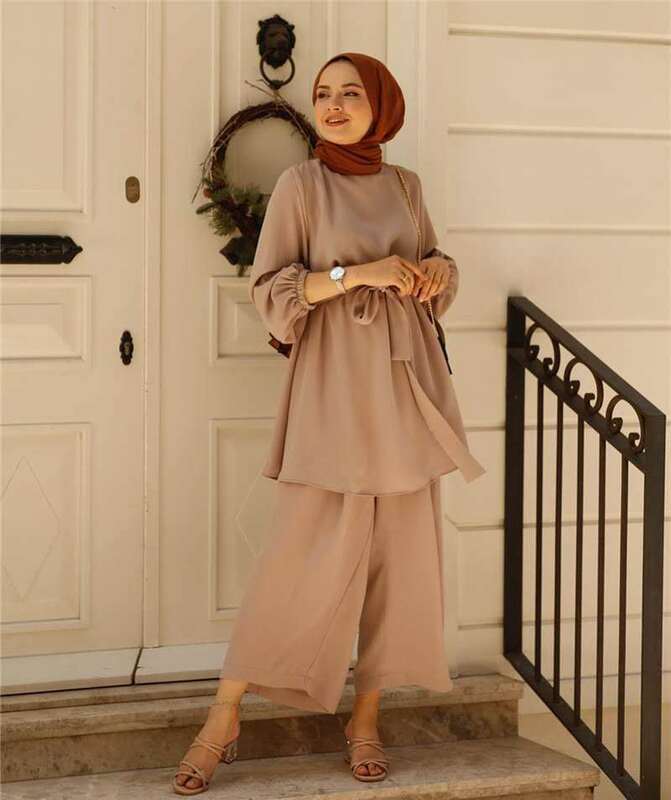 Kimono musulmán Abaya de Turquía para mujer, conjunto de dos piezas, caftán, ropa islámica