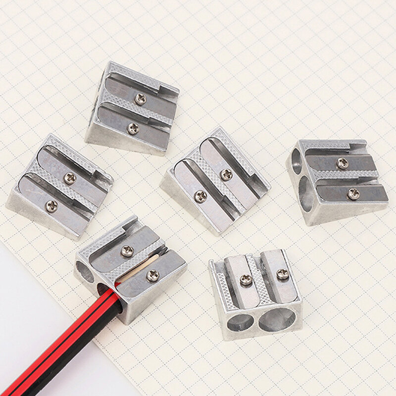 1pc New Double Hole Bevel Metal Pencil Sharpener Pencil Sharpeners Drawing Writing Sharpener