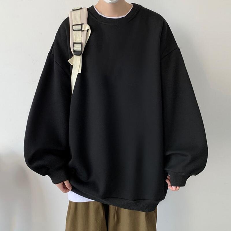 Sweter Pria Kaus Lengan Panjang Energik Kasual Warna Solid Atasan Gaya Harajuku Hebat Pullover Pria Kaus Musim Gugur