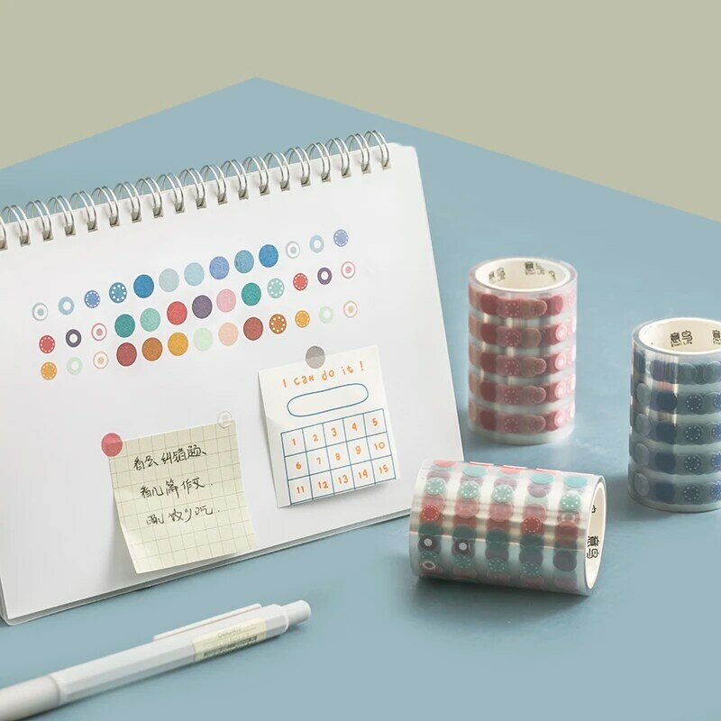 Dimi 1250 Pcs/ Roll Dots Washi Tape Round Stickers Dot Masking Adhesive Tape Decor Scrapbooking DIY Diary Planner Stationery