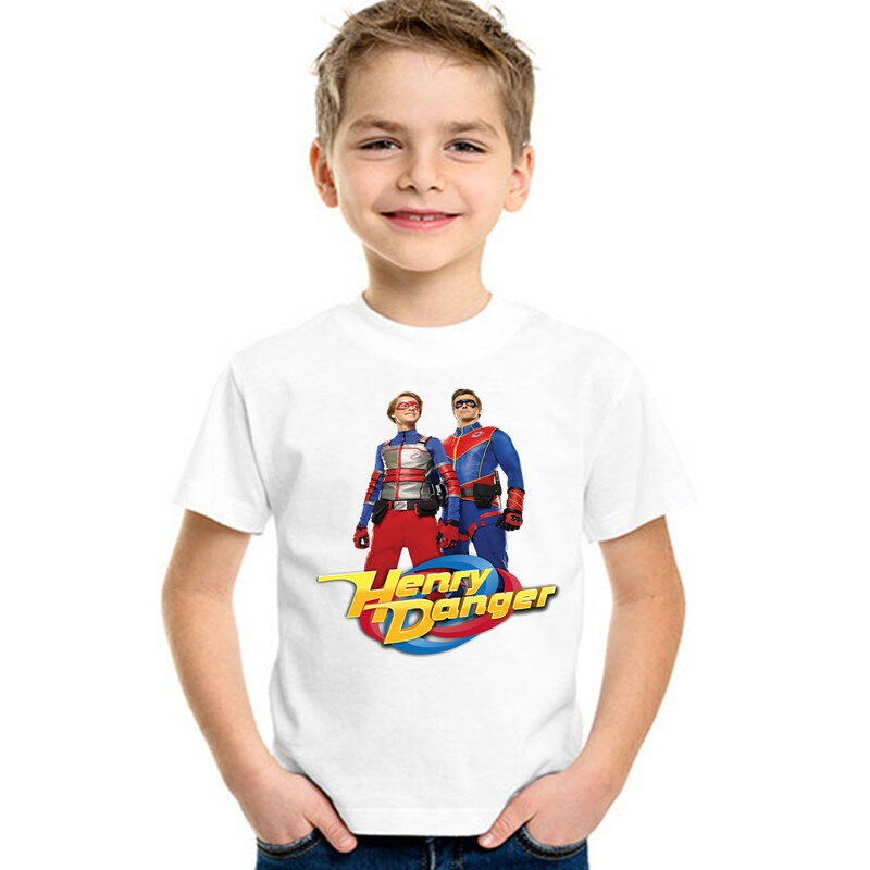 Забавные футболки с принтом Генри опасность, летняя детская футболка, мультяшная одежда для маленьких девочек и мальчиков, Повседневная Уличная одежда, детские топы, HKP2308